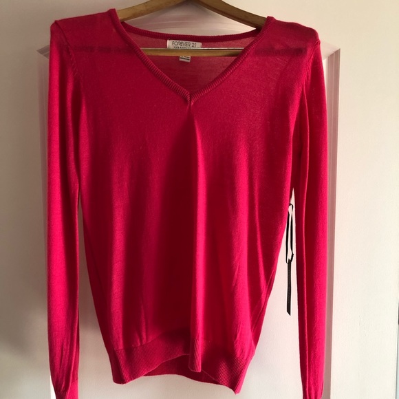 Pink Wool V-Neck Sweater - Picture 1 of 3